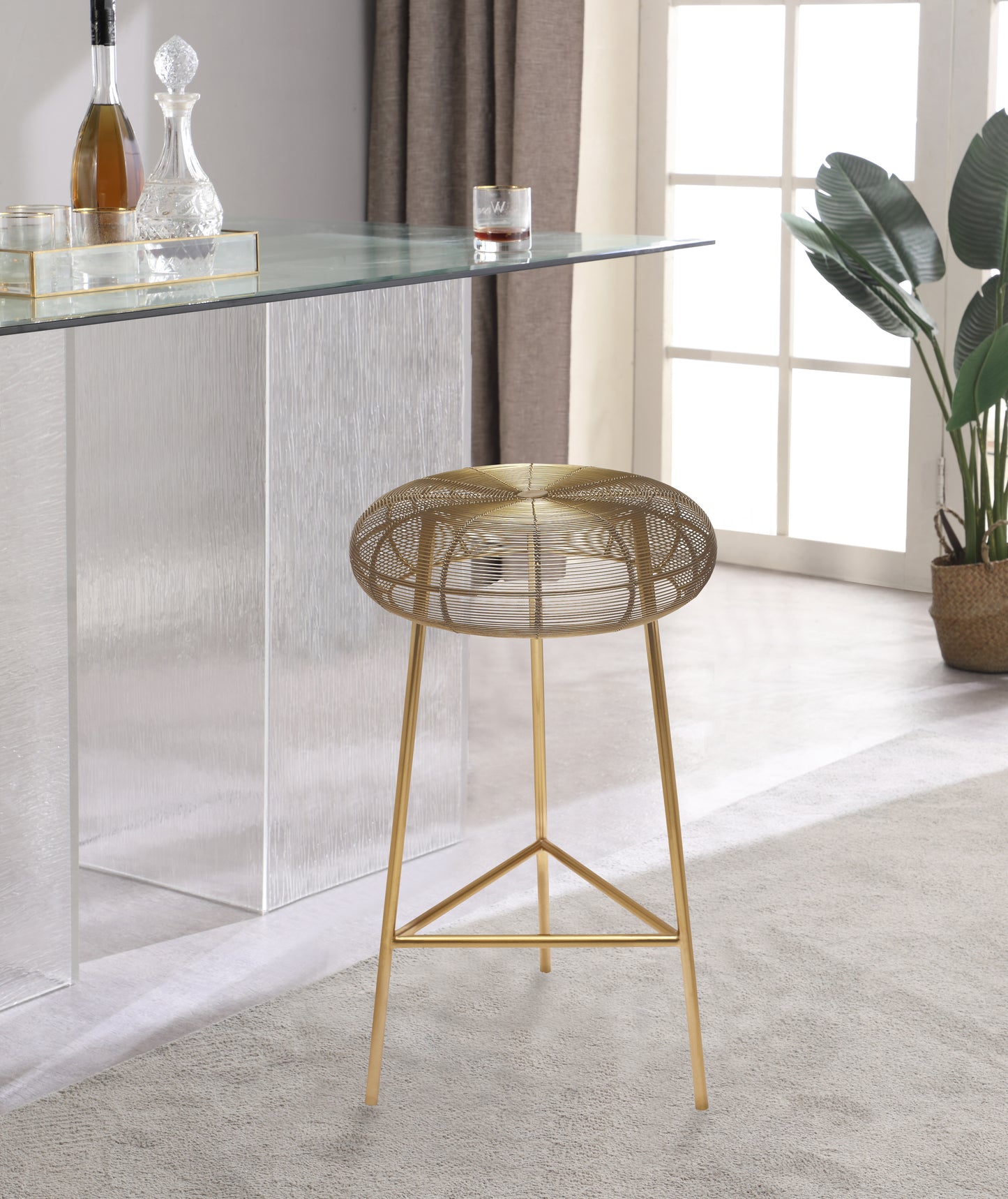 terrazo gold metal counter stool gold