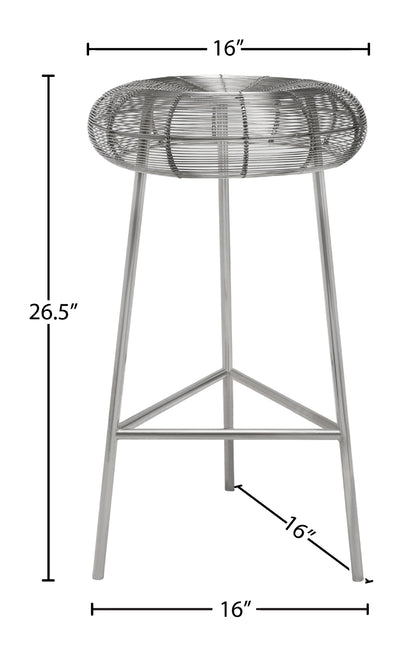 Terrazo Silver Metal Counter Stool Silver