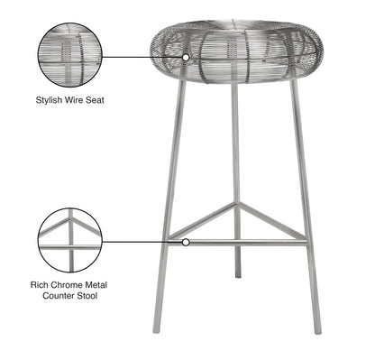 Terrazo Silver Metal Counter Stool Silver