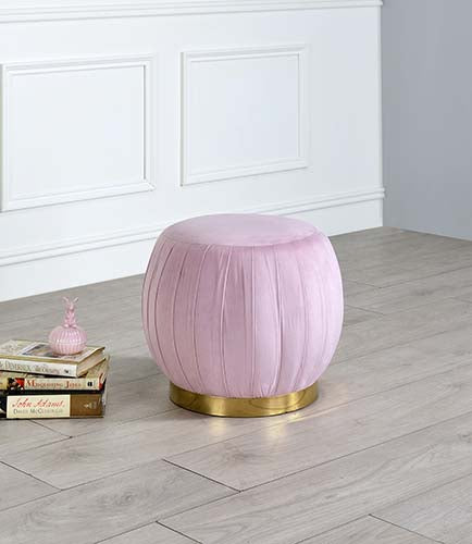 malachi ottoman, pink carnation velvet & gold finish