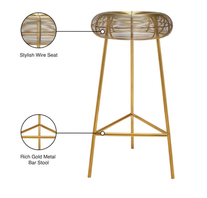 Terrazo Gold Metal Bar Stool Gold