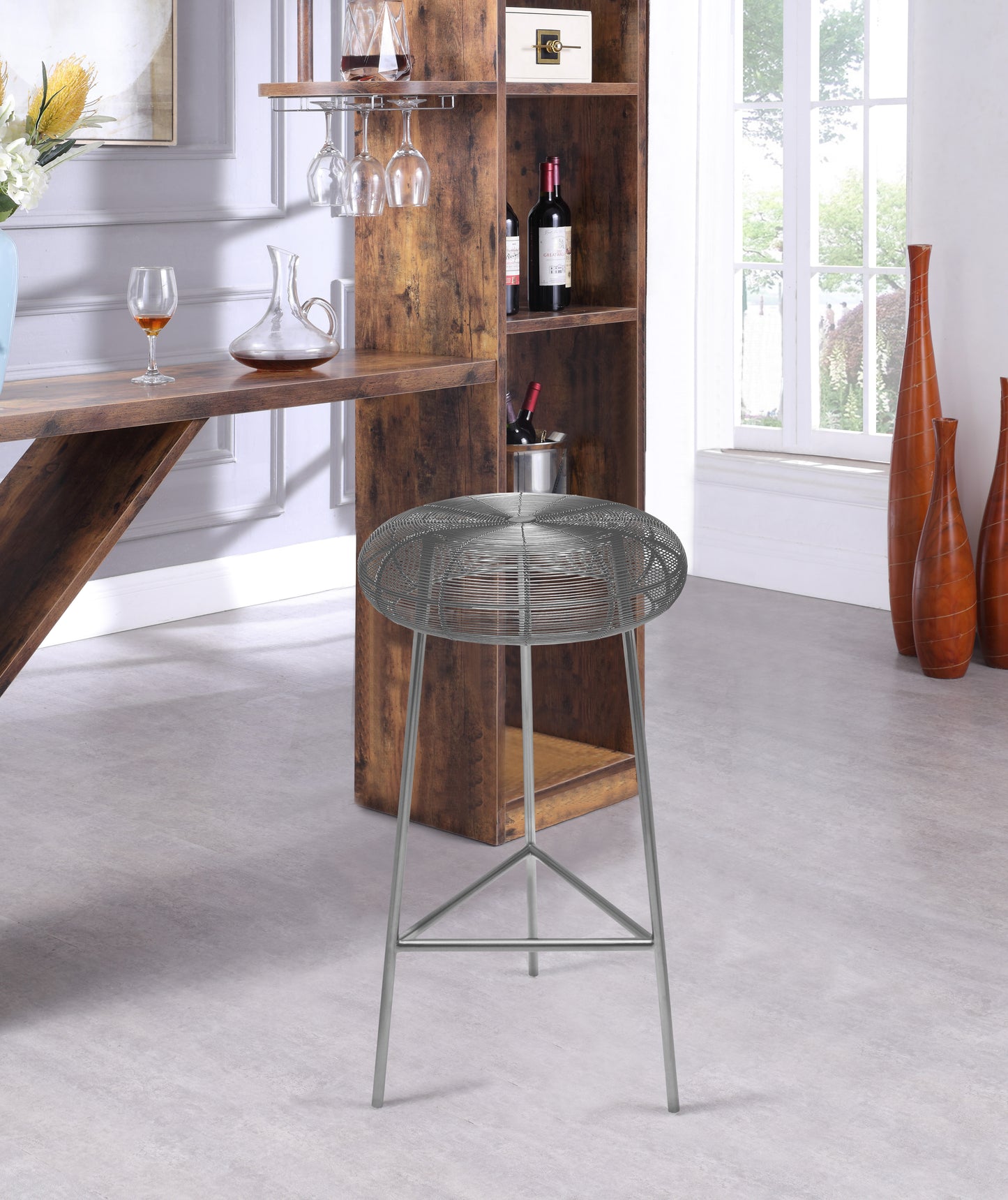 terrazo silver metal bar stool silver