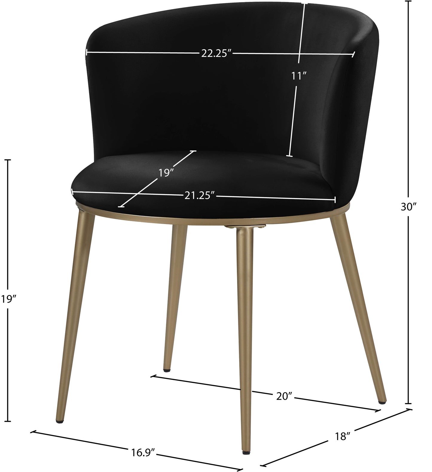 diana black velvet dining chair c