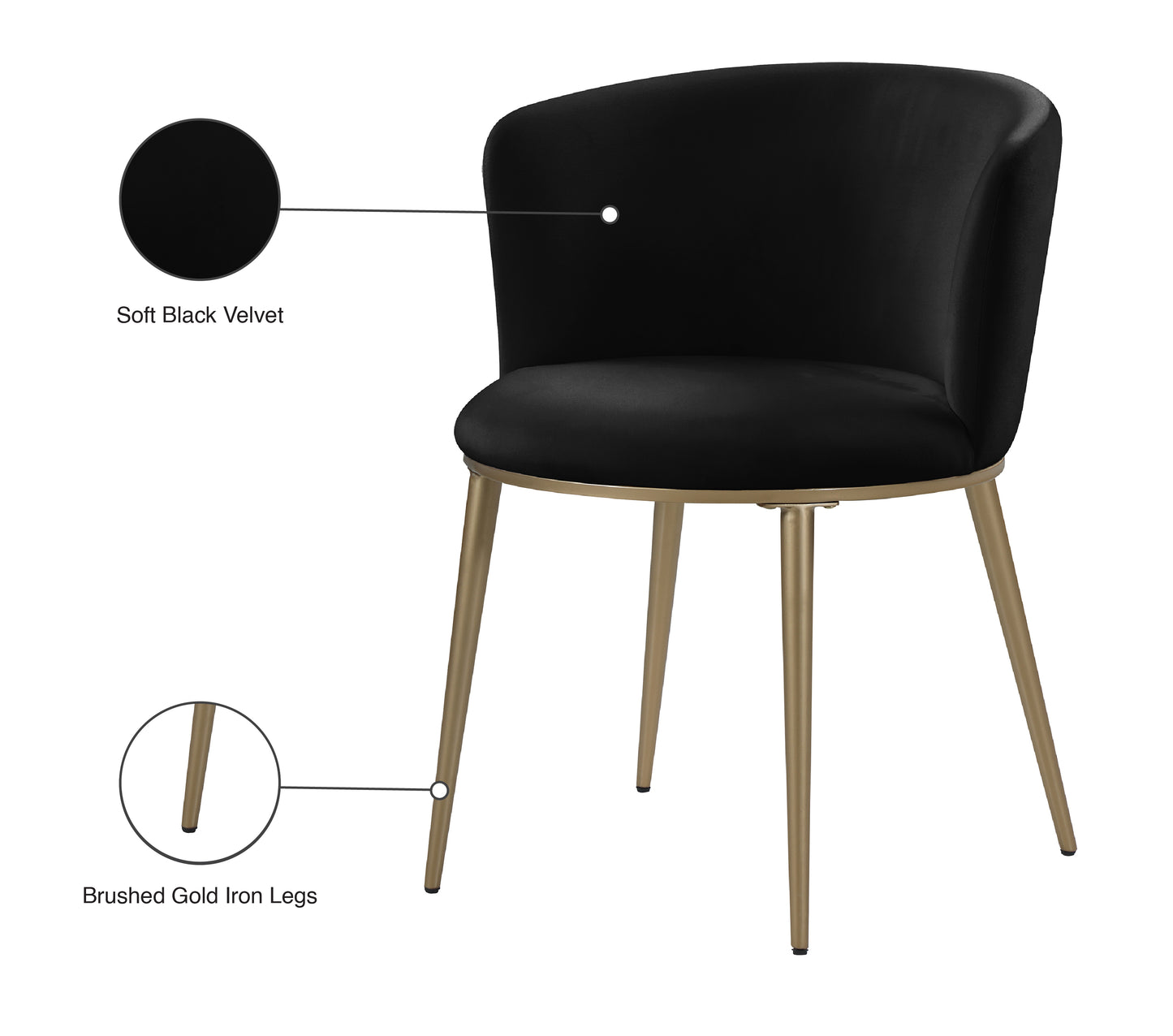 diana black velvet dining chair c