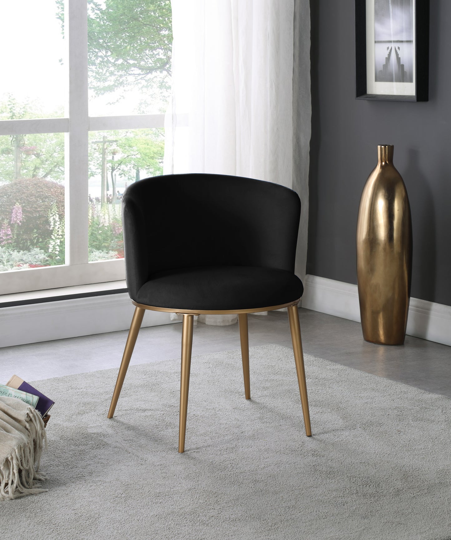 mateo black velvet dining chair