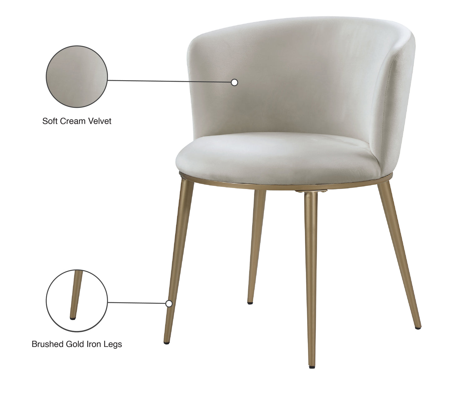 mateo cream velvet dining chair