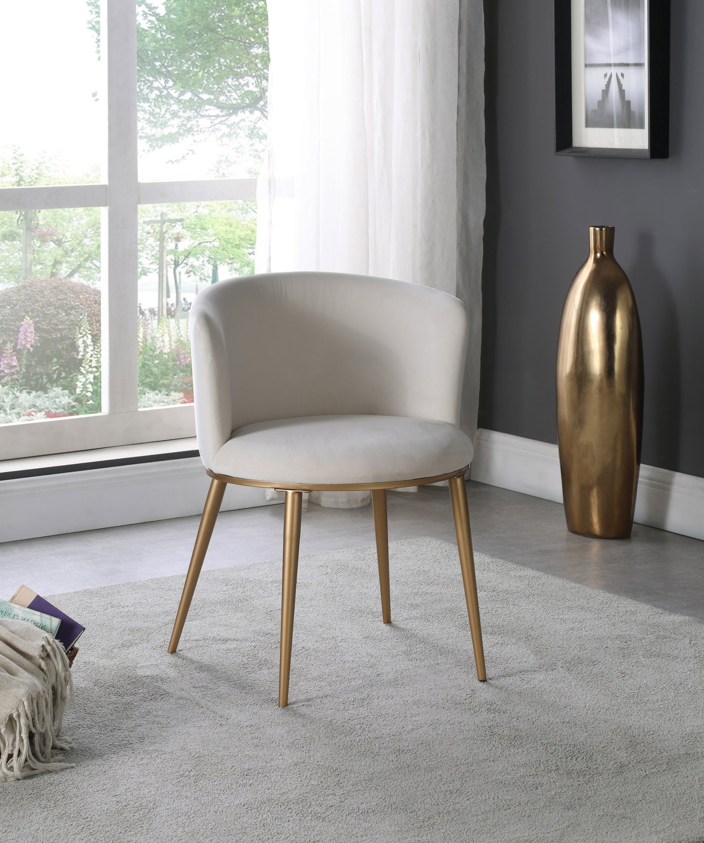 mateo cream velvet dining chair