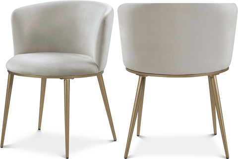 Olive Cream Velvet Upholstered Dining Chair, 2-Piece