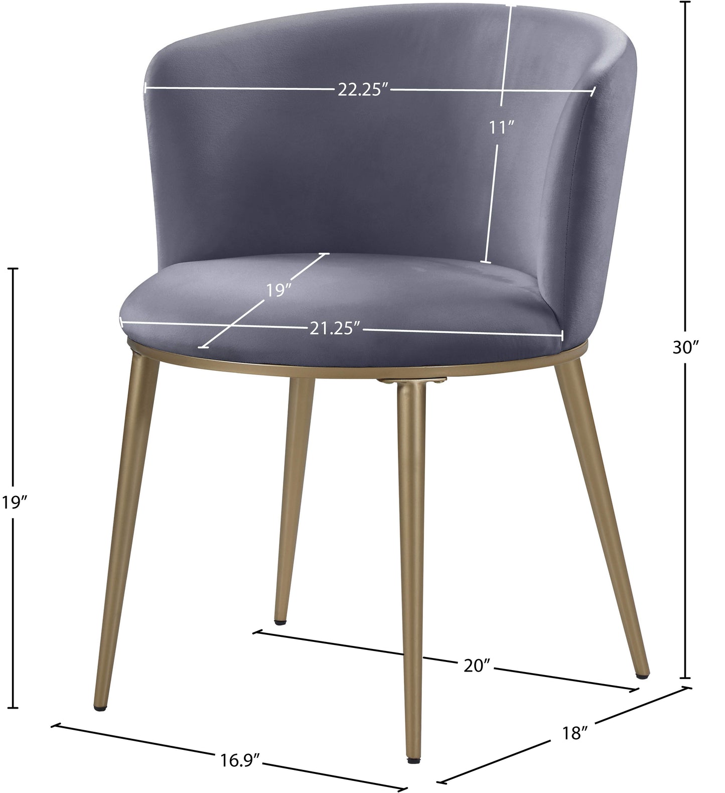 diana grey velvet dining chair c