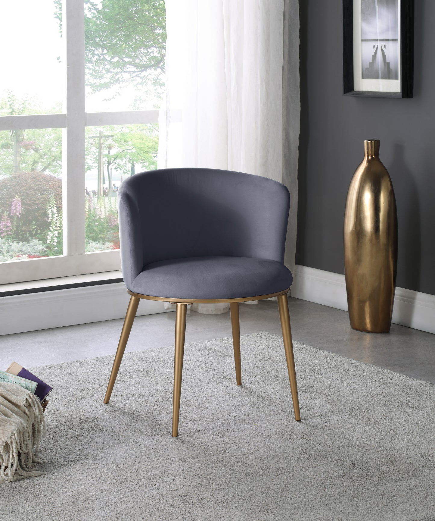 mateo grey velvet dining chair