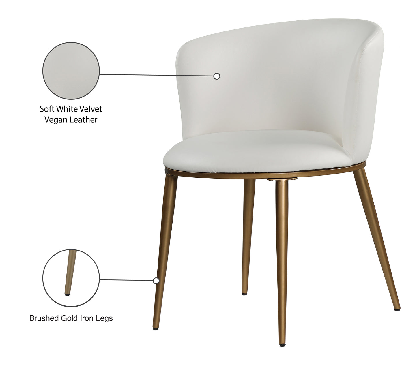 mateo white vegan leather dining chair