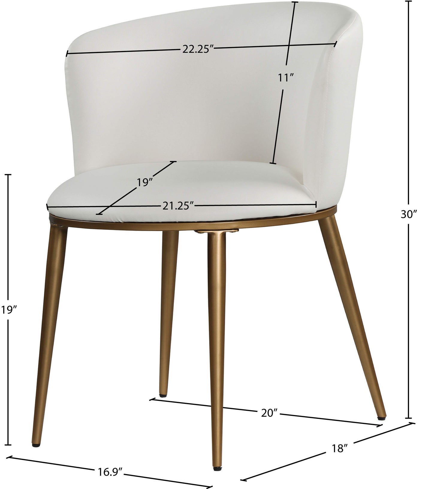 mateo white vegan leather dining chair