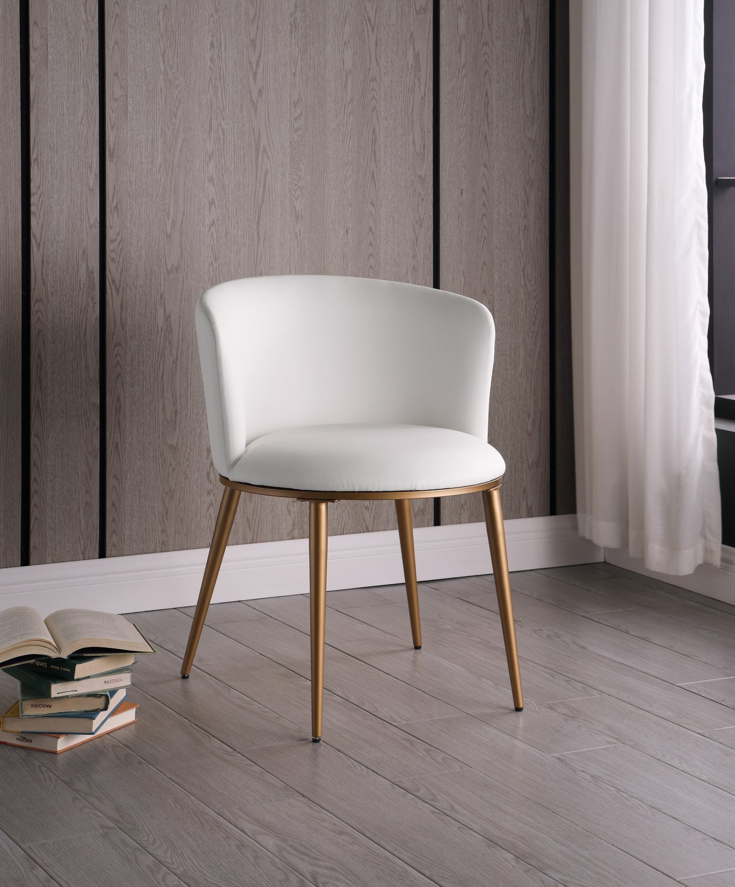 mateo white vegan leather dining chair