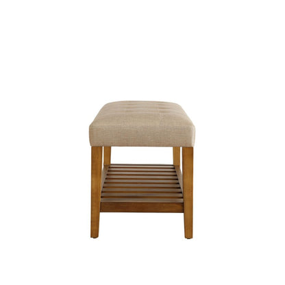 Masate Bench, Beige Fabric & Oak Finish