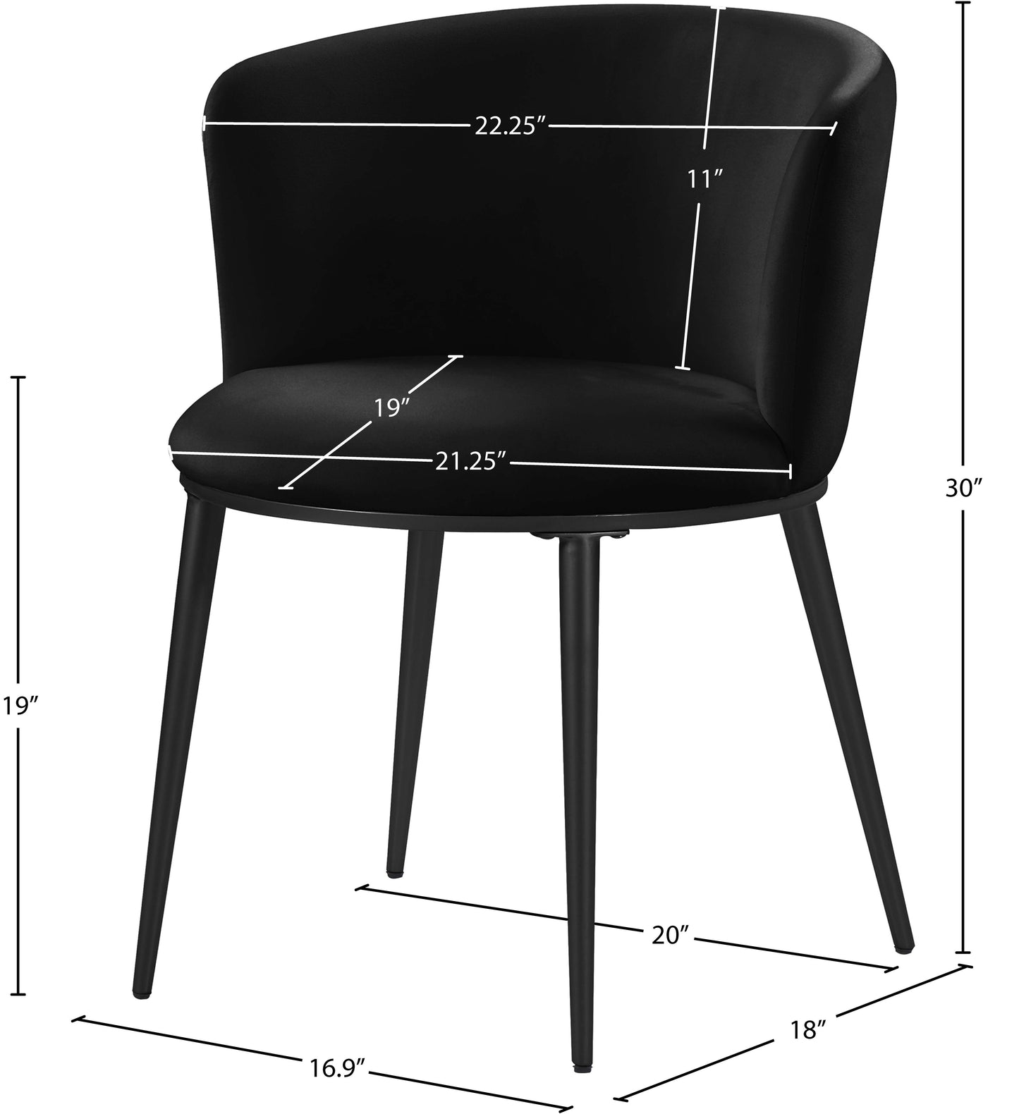 diana black velvet dining chair c