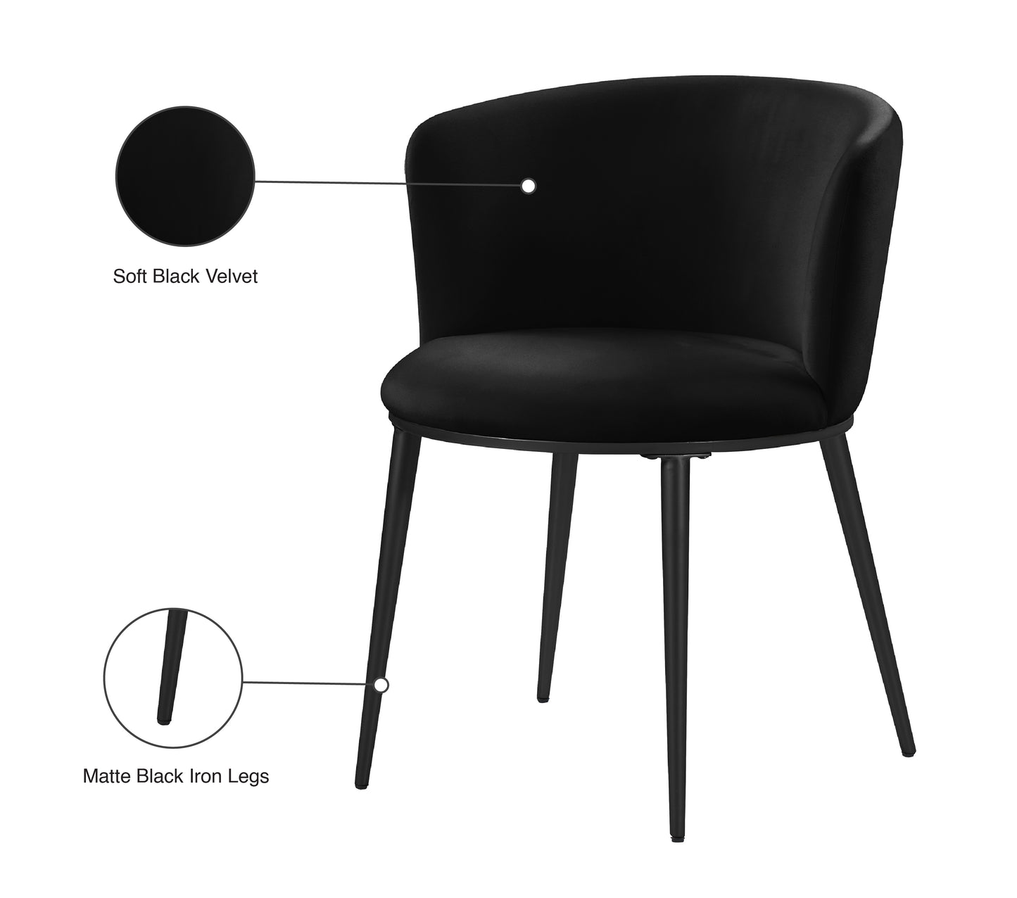 diana black velvet dining chair c