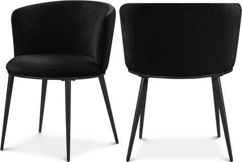 Olive Black Velvet Upholstered Dining Chair, 2-Piece (Style 2)