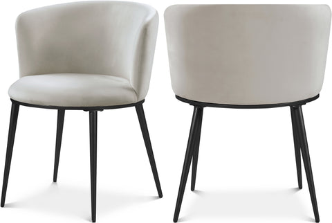 Olive Cream Velvet Upholstered Dining Chair, 2-Piece (Style 2)