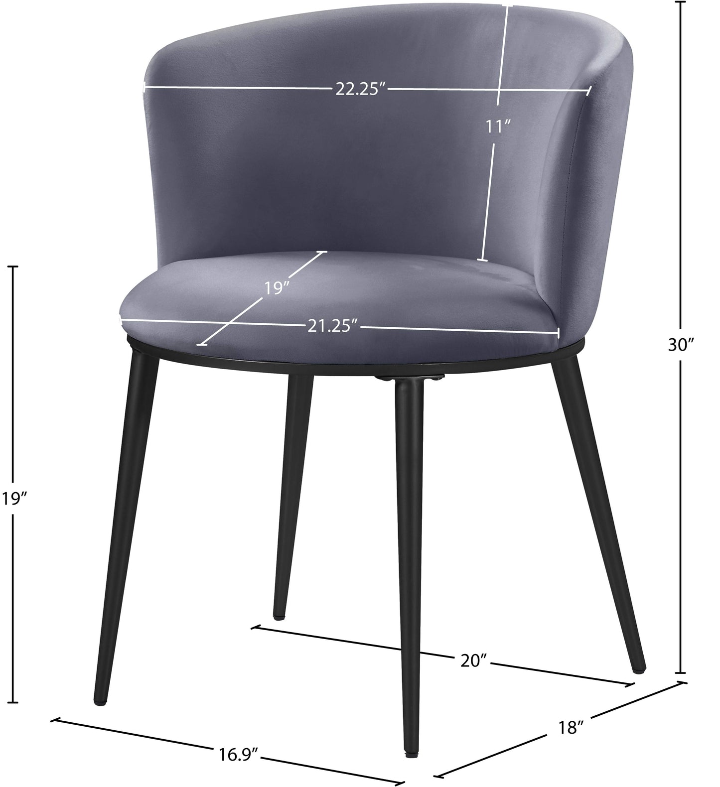 diana grey velvet dining chair c