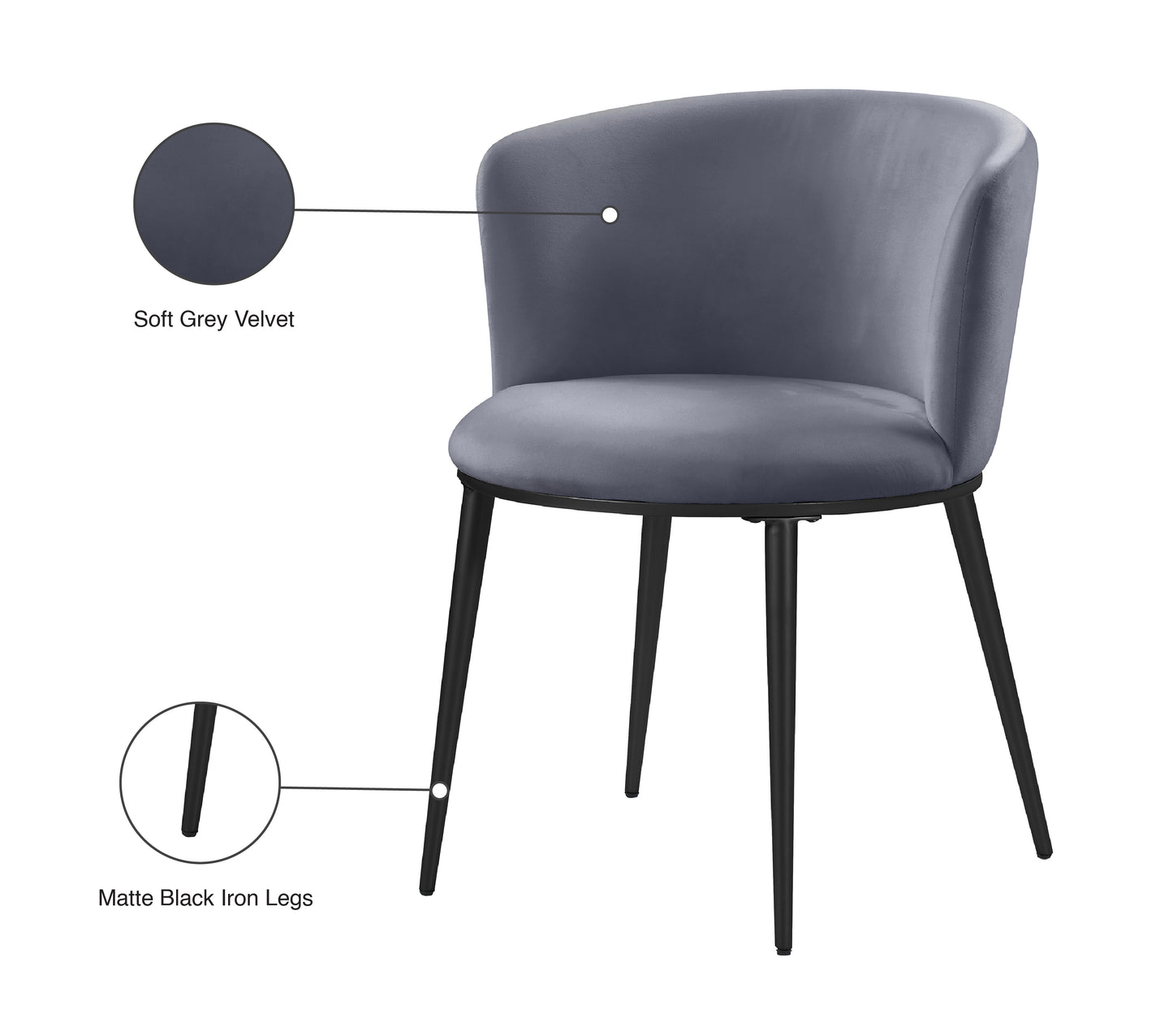 diana grey velvet dining chair c