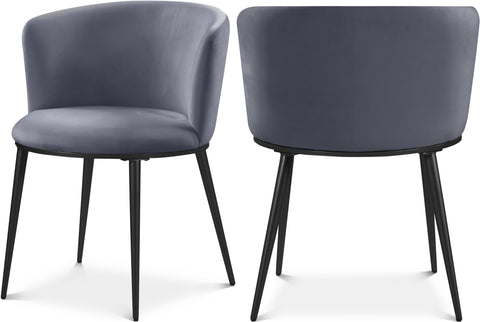 Olive Grey Velvet Upholstered Dining Chair, 2-Piece (Style 2)