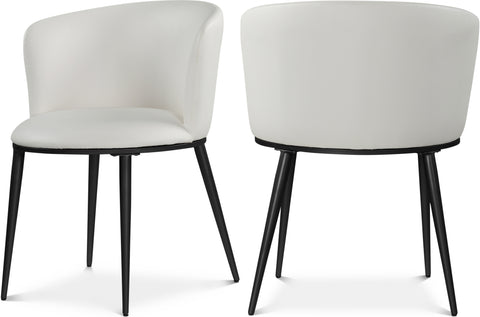 Olive White Vegan Leather Upholstered Dining Chair, 2-Piece