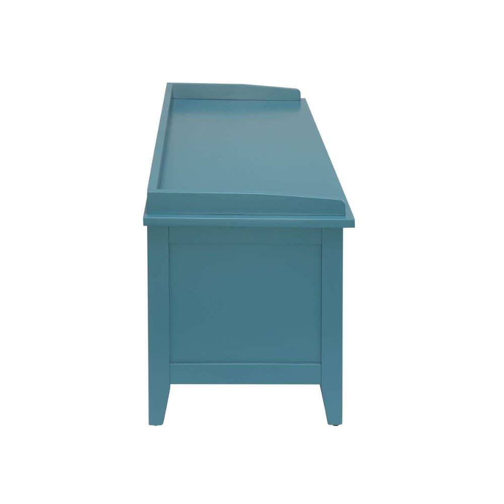 justino flavius bench w/storage, rattan & teal finish