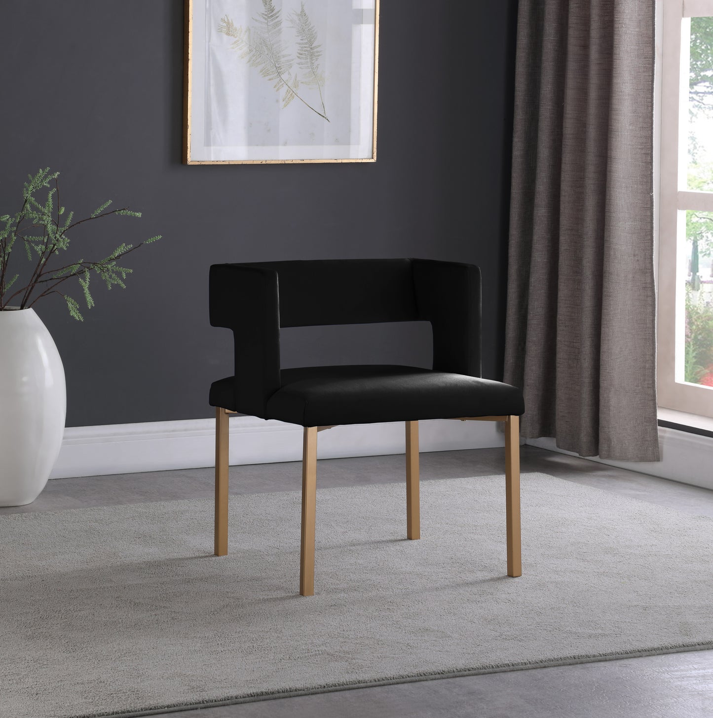 tevere black velvet dining chair