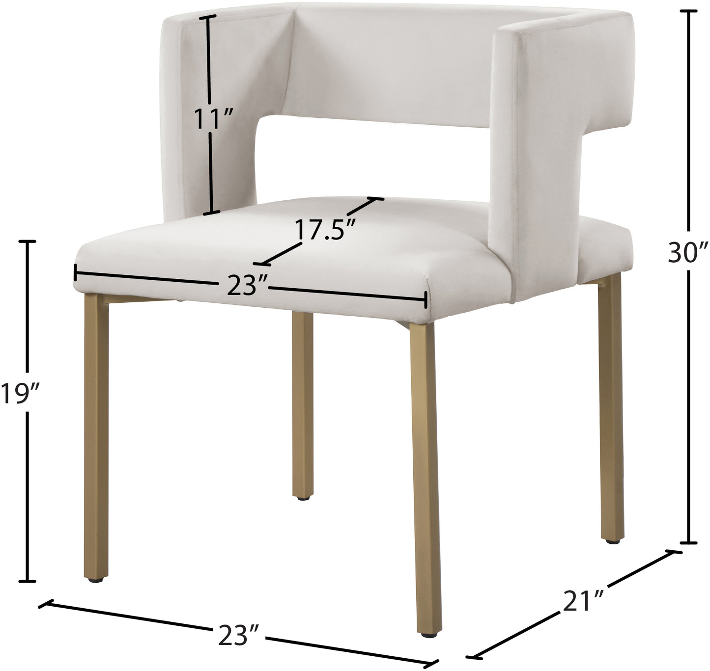 carlton cream velvet dining chair c