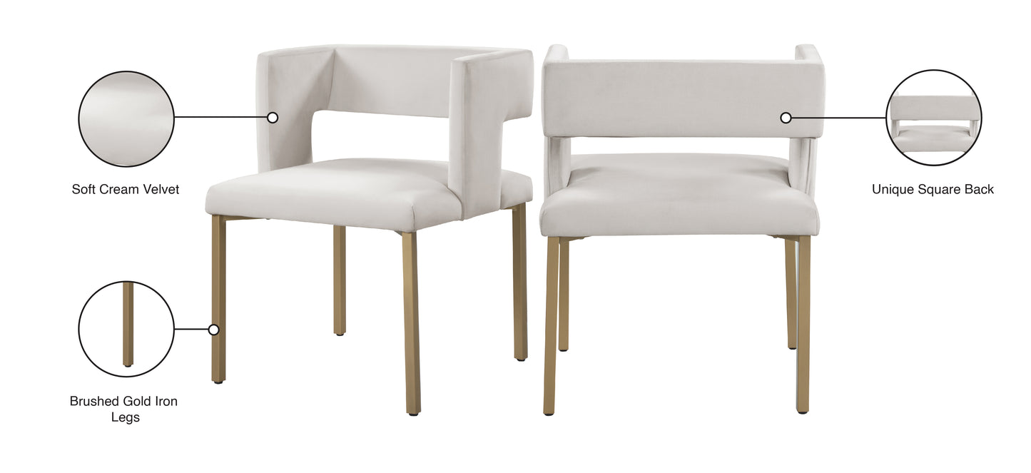 tevere cream velvet dining chair