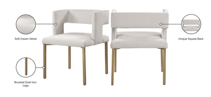 Tevere Cream Velvet Dining Chair