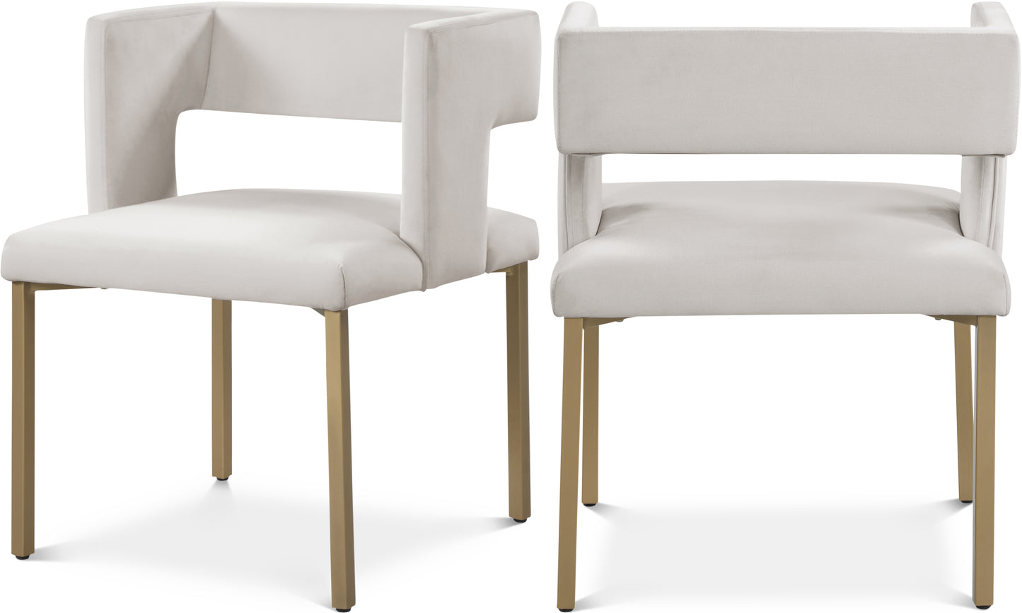 tevere cream velvet dining chair