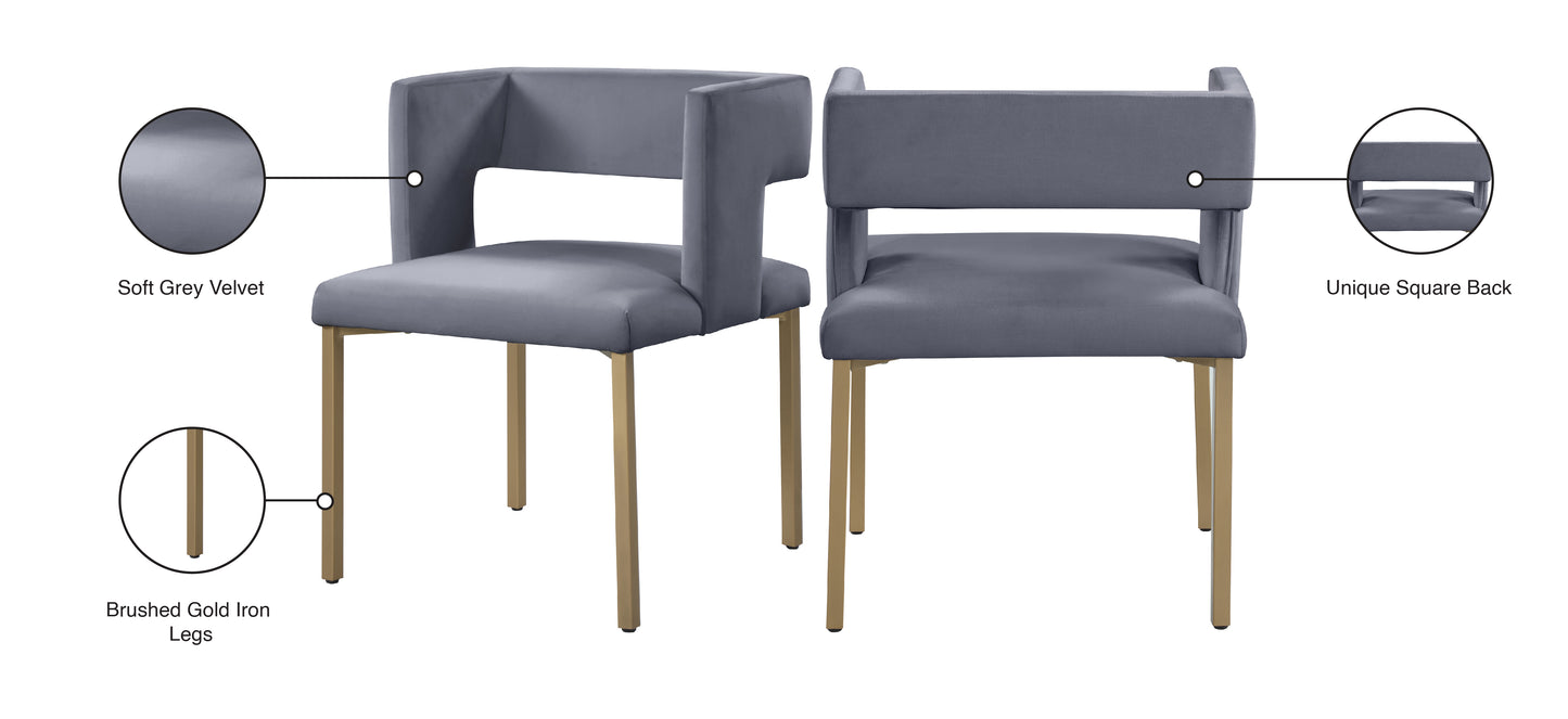 tevere grey velvet dining chair