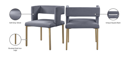 Tevere Grey Velvet Dining Chair