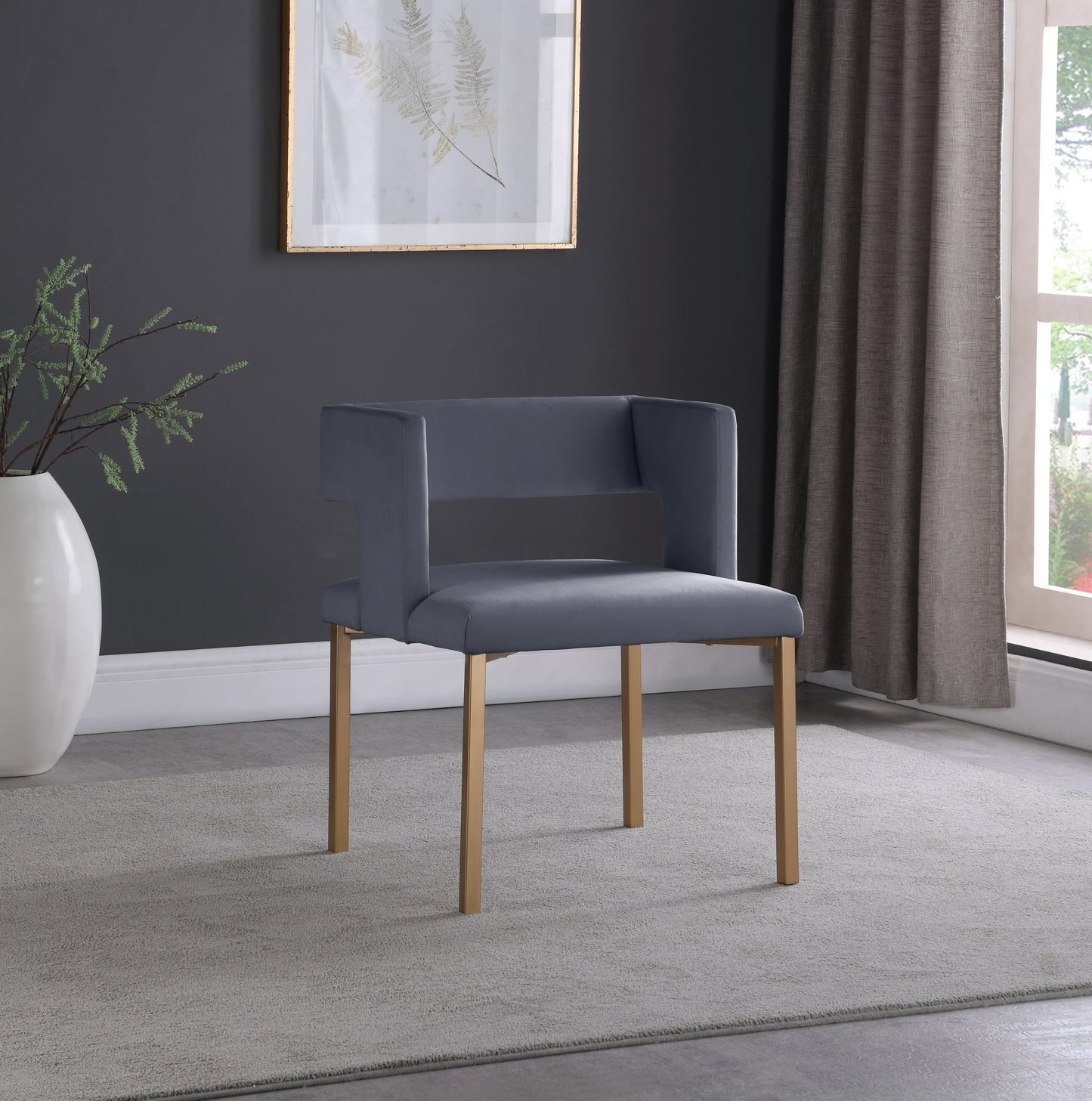 tevere grey velvet dining chair