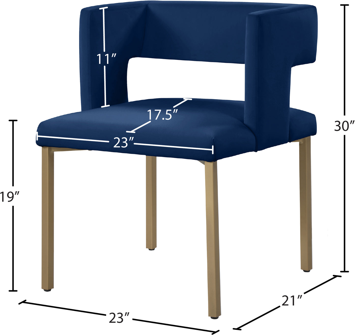 carlton navy velvet dining chair c