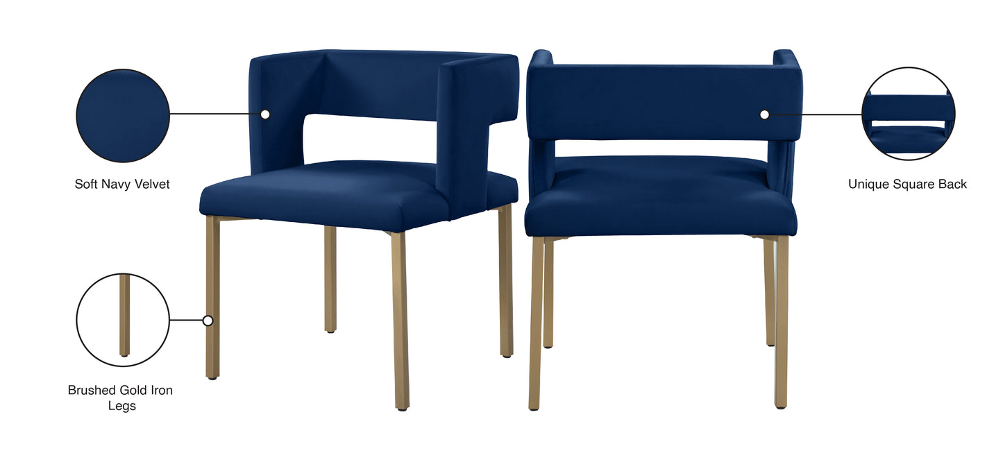 carlton navy velvet dining chair c