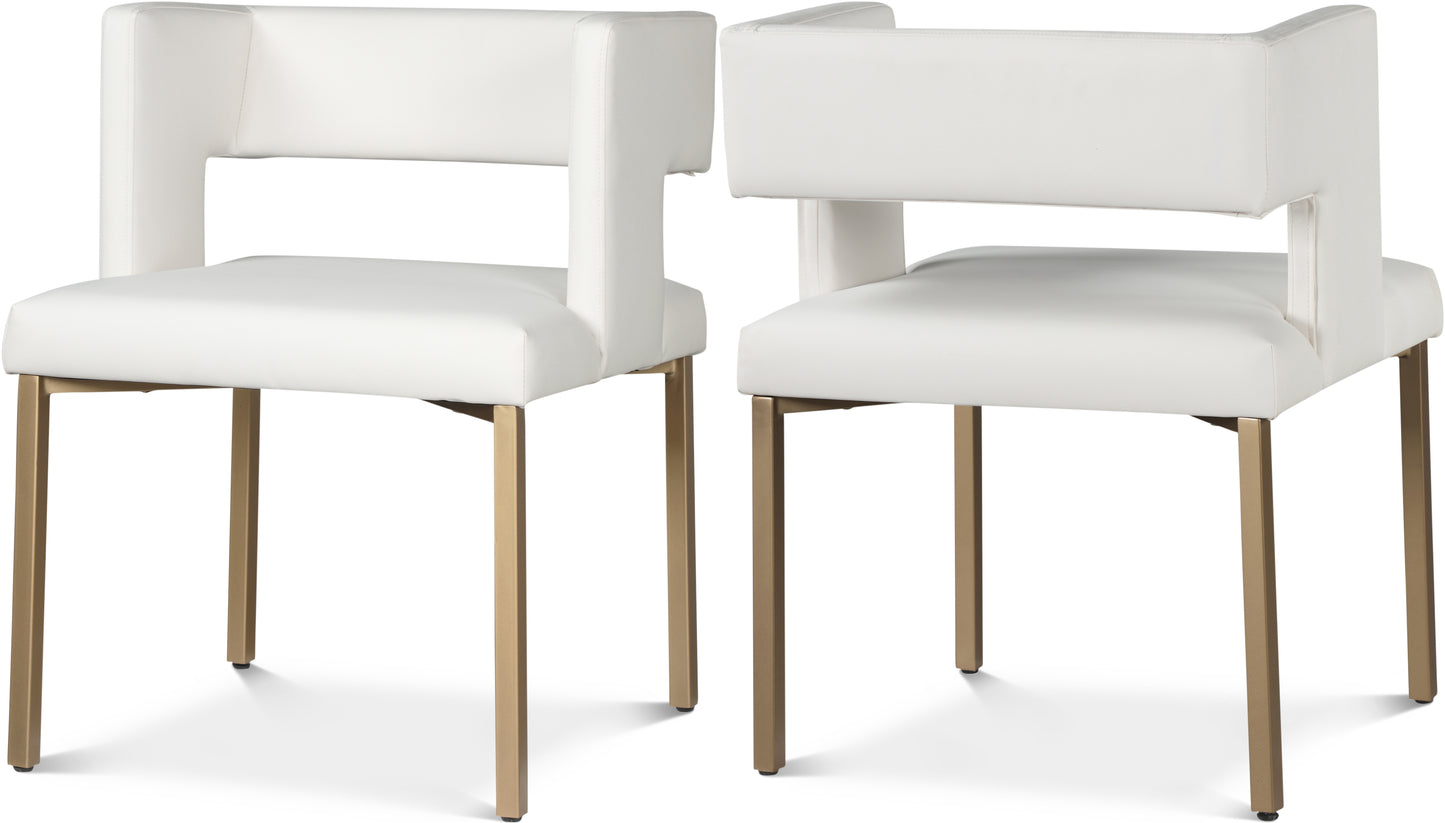 tevere white vegan leather dining chair