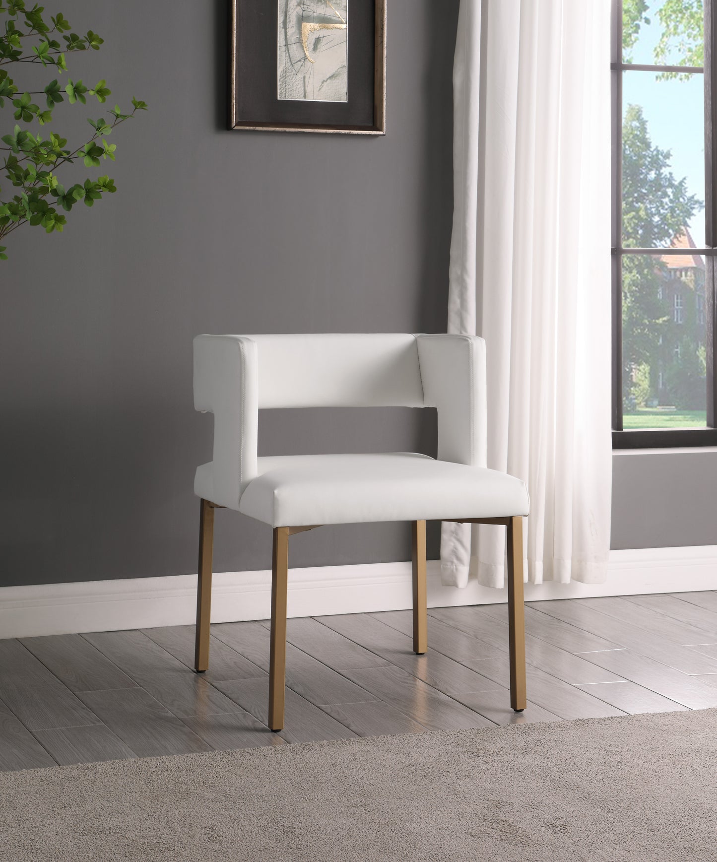 tevere white vegan leather dining chair