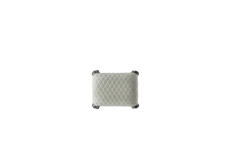 bage house delphine stool, ivory fabric & charcoal finish