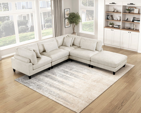 Leesa (5)5-Piece Modular Sectional with Ottoman