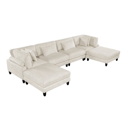 Leesa (6)6-Piece Modular Sectional with Ottomans