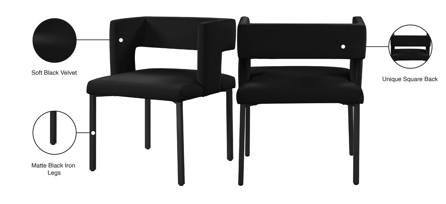 carlton black velvet dining chair c