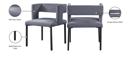 Carlton Grey Velvet Dining Chair C