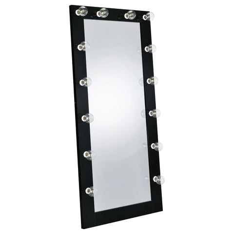 Cheyenne 32 x 71 Inch Floor Mirror LED Lighting Black GlossBlack High Gloss