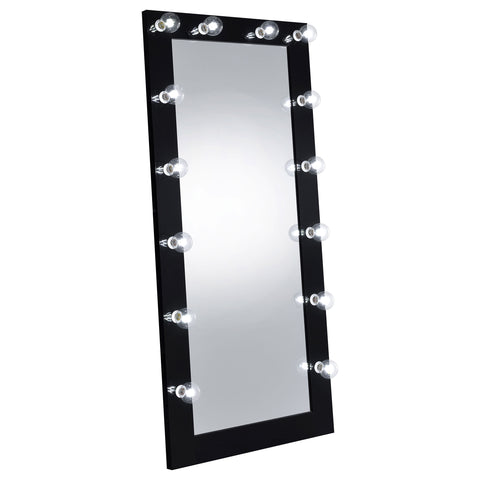 Cheyenne 32 x 71 Inch Floor Mirror LED Lighting Black GlossBlack High Gloss
