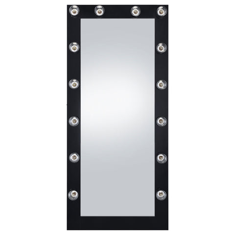 Cheyenne 32 x 71 Inch Floor Mirror LED Lighting Black GlossBlack High Gloss
