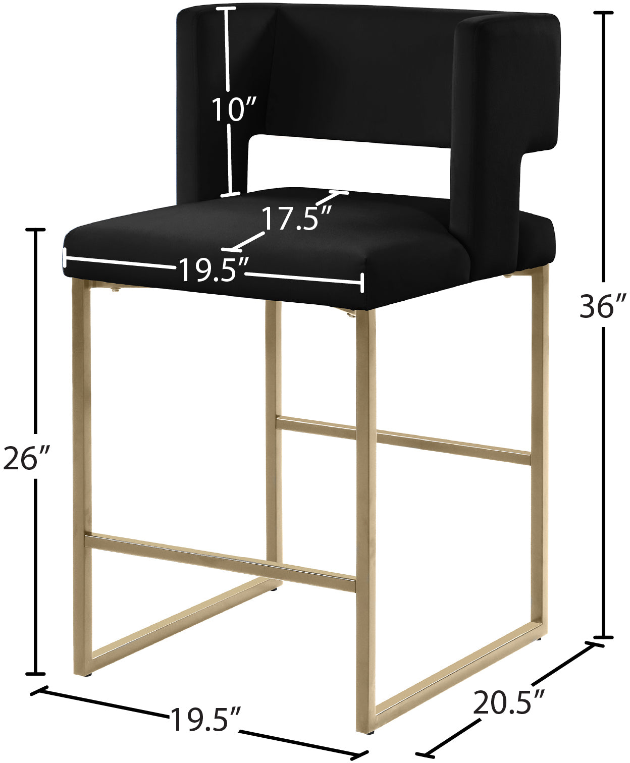 carlton black velvet counter stool c