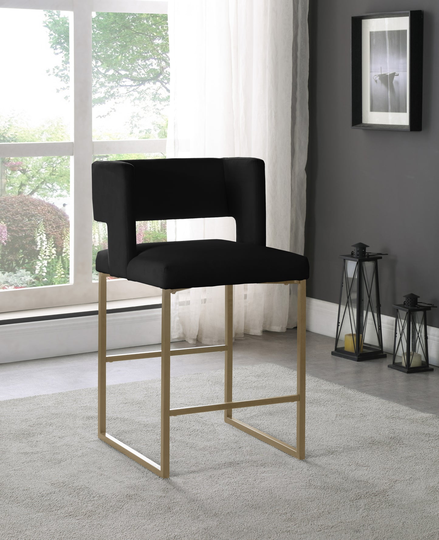 tevere black velvet counter stool