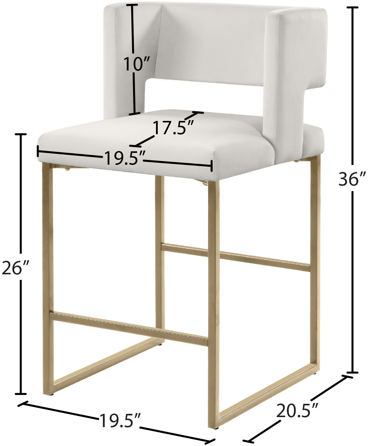 carlton cream velvet counter stool c